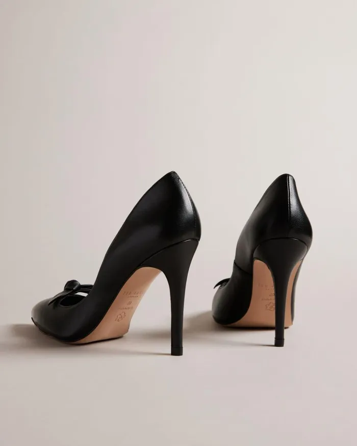 Leather Bow Embellished Court Heels Black Women Ted Baker Heels