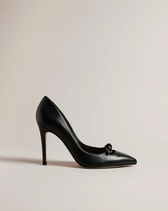 Leather Bow Embellished Court Heels Black Women Ted Baker Heels