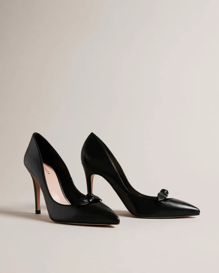 Leather Bow Embellished Court Heels Black Women Ted Baker Heels