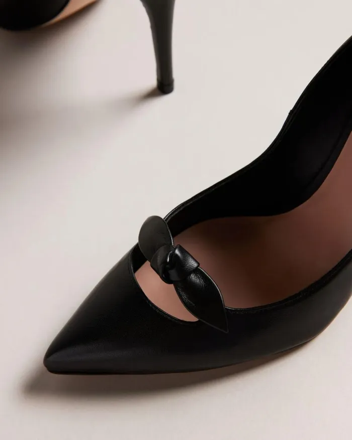 Leather Bow Embellished Court Heels Black Women Ted Baker Heels