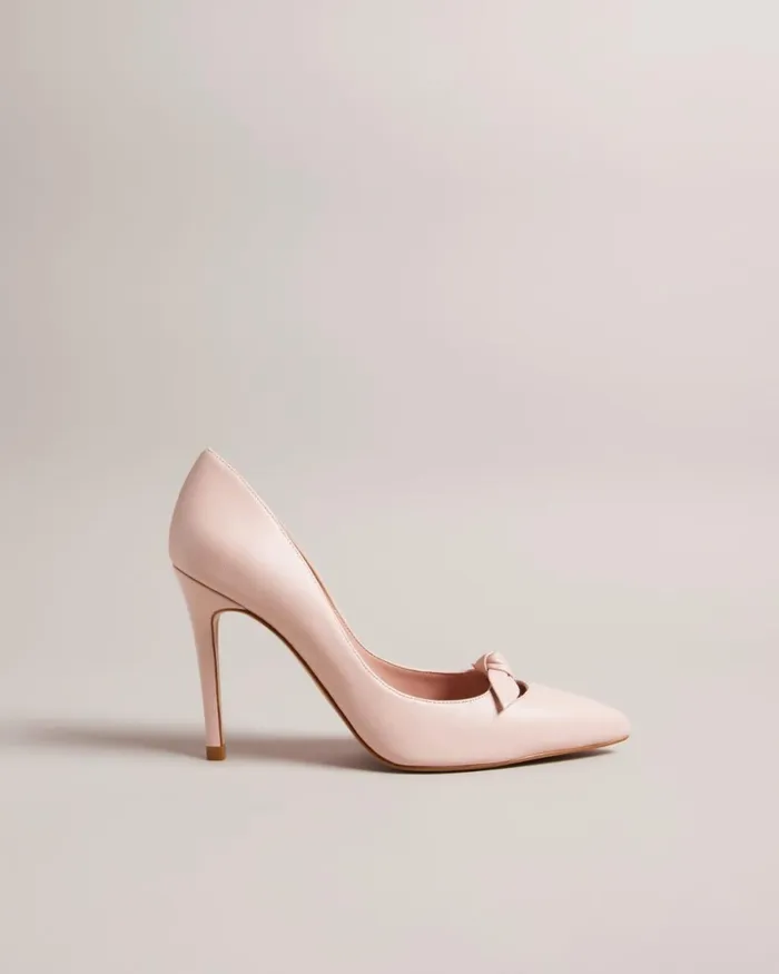 Leather Bow Embellished Court Heels Dusky Pink Women Ted Baker Heels