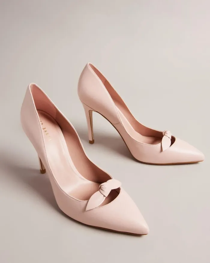Leather Bow Embellished Court Heels Dusky Pink Women Ted Baker Heels