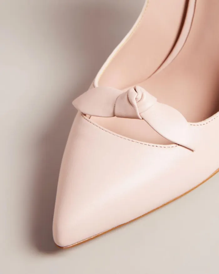 Leather Bow Embellished Court Heels Dusky Pink Women Ted Baker Heels