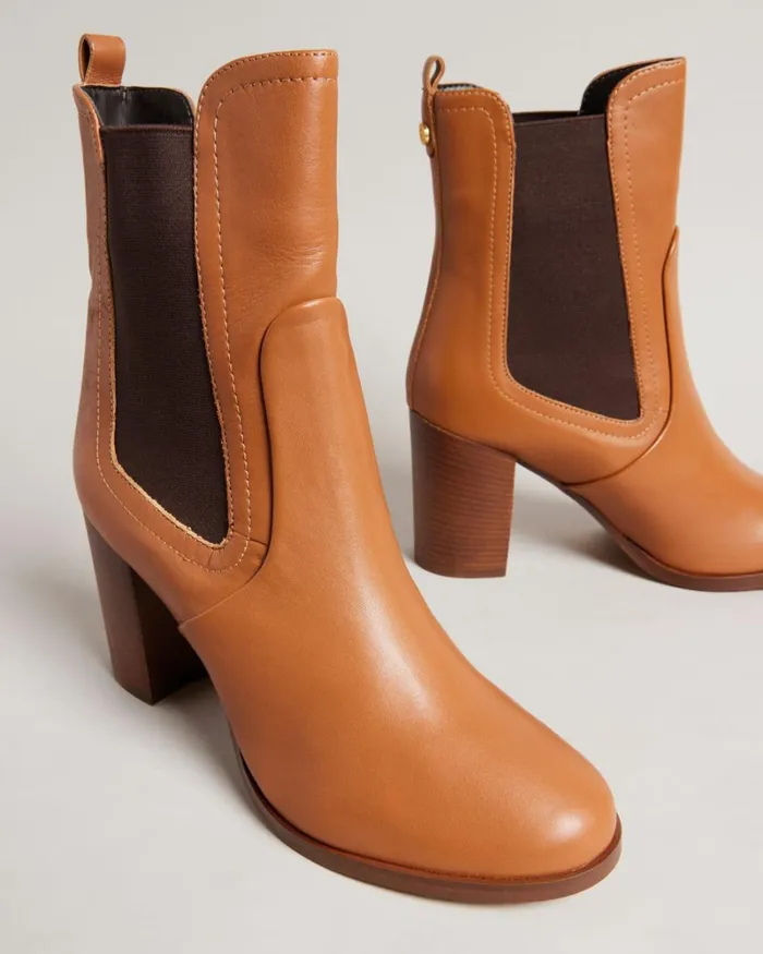 Leather Heeled Chelsea Boots Tan Women Ted Baker Boots