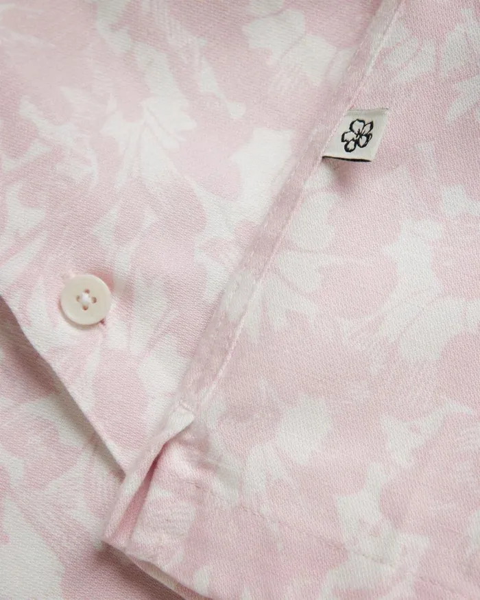 Linen Blend Floral Print Shirt Light Pink Men Ted Baker Clothing