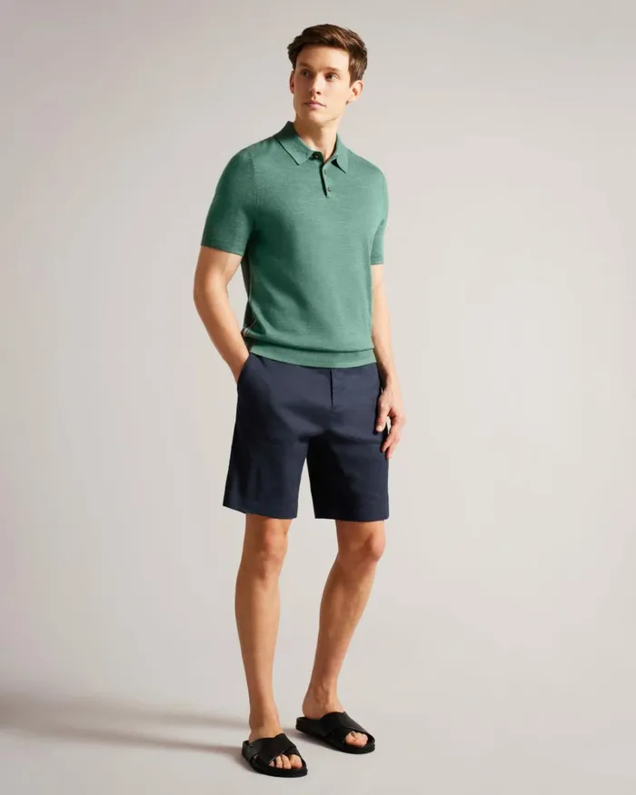 Linen Blend Half Elasticated Shorts Navy Men Ted Baker Clothing Linen Blend Half Elasticated Shorts Navy Men Ted Baker Clothing