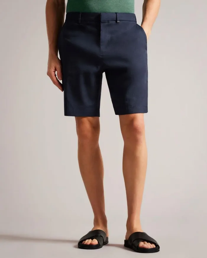 Linen Blend Half Elasticated Shorts Navy Men Ted Baker Clothing Linen Blend Half Elasticated Shorts Navy Men Ted Baker Clothing