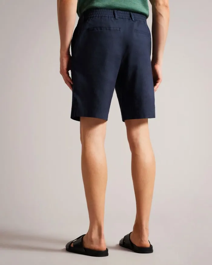 Linen Blend Half Elasticated Shorts Navy Men Ted Baker Clothing Linen Blend Half Elasticated Shorts Navy Men Ted Baker Clothing
