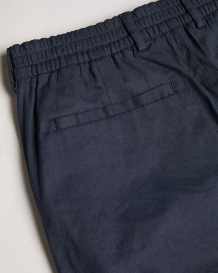 Linen Blend Half Elasticated Shorts Navy Men Ted Baker Clothing Linen Blend Half Elasticated Shorts Navy Men Ted Baker Clothing