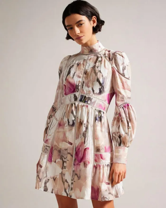 Linen Mini Dress Light Nude Women Ted Baker Clothing