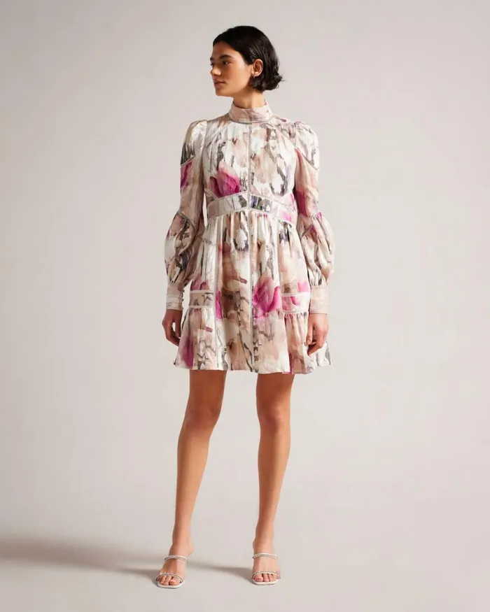 Linen Mini Dress Light Nude Women Ted Baker Clothing