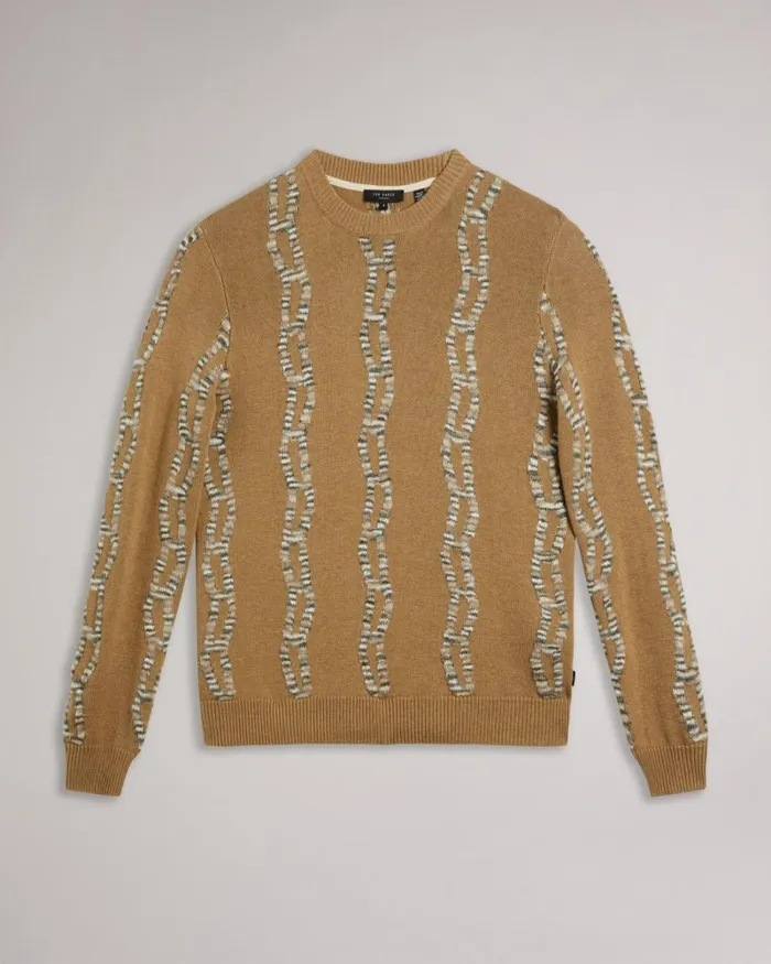Long Sleeve Cable Knit Jumper Camel Men Ted Baker Clothing
