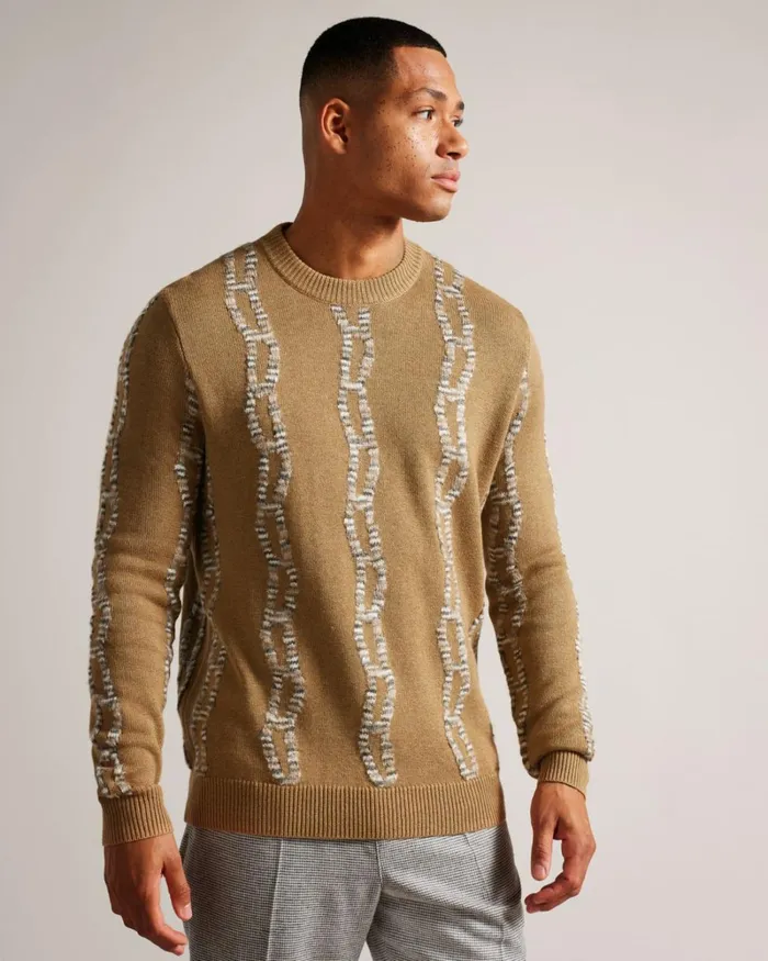 Long Sleeve Cable Knit Jumper Camel Men Ted Baker Clothing Long Sleeve Cable Knit Jumper Camel Men Ted Baker Clothing