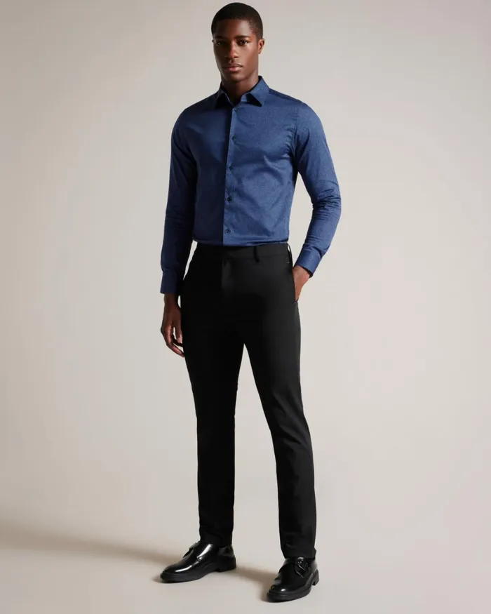 Long Sleeve Floral Outline Print Shirt Navy Men Ted Baker Clothing Long Sleeve Floral Outline Print Shirt Navy Men Ted Baker Clothing