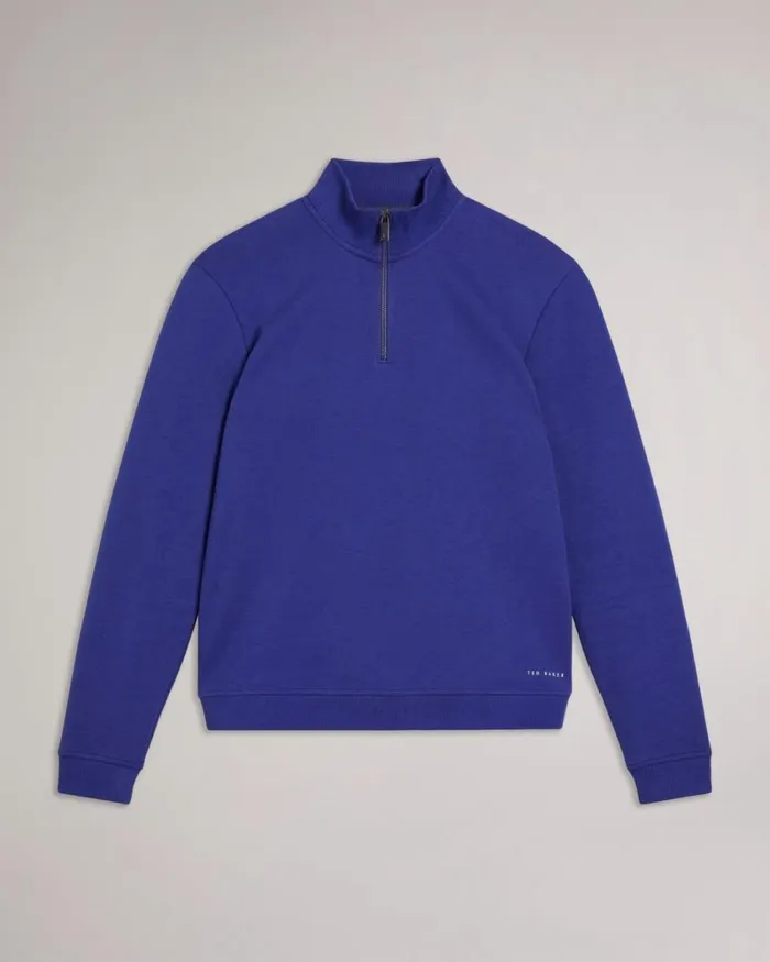Long Sleeve Half Zip Funnel Neck Blue Men Ted Baker Clothing