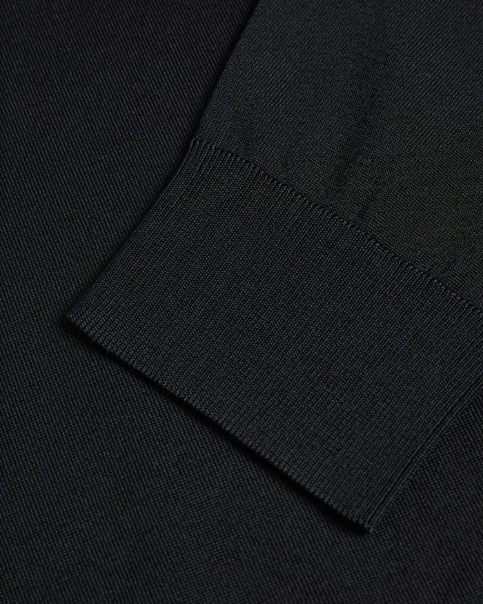 Long Sleeve Regular Half Zip Rayon Polo Black Men Ted Baker Clothing
