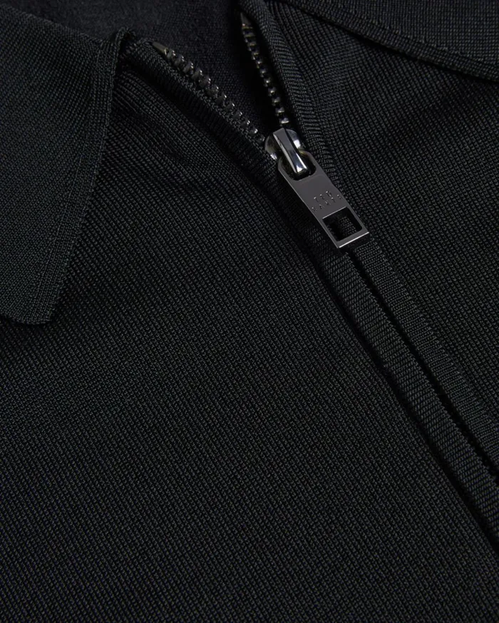 Long Sleeve Regular Half Zip Rayon Polo Black Men Ted Baker Clothing