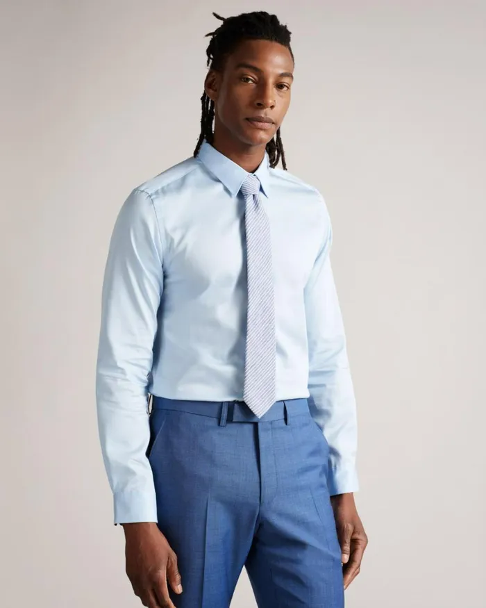 Long Sleeve Slim Fit Shirt Pale Blue Men Ted Baker Clothing Long Sleeve Slim Fit Shirt Pale Blue Men Ted Baker Clothing