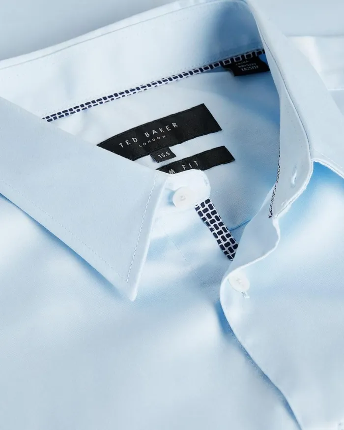 Long Sleeve Slim Fit Shirt Pale Blue Men Ted Baker Clothing Long Sleeve Slim Fit Shirt Pale Blue Men Ted Baker Clothing