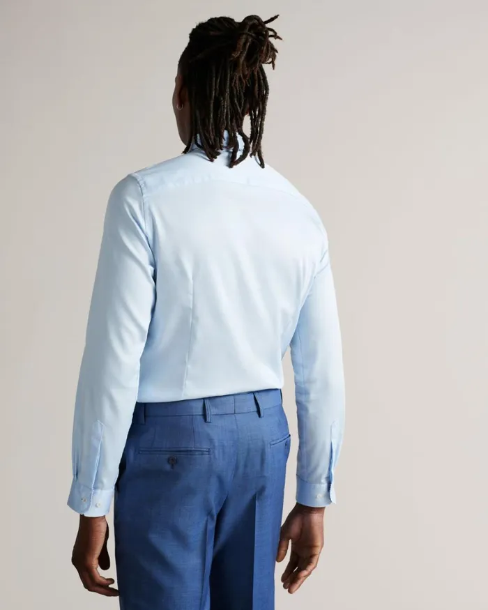 Long Sleeve Slim Fit Shirt Pale Blue Men Ted Baker Clothing Long Sleeve Slim Fit Shirt Pale Blue Men Ted Baker Clothing