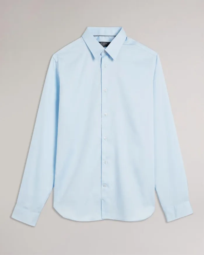 Long Sleeve Slim Fit Shirt Pale Blue Men Ted Baker Clothing Long Sleeve Slim Fit Shirt Pale Blue Men Ted Baker Clothing