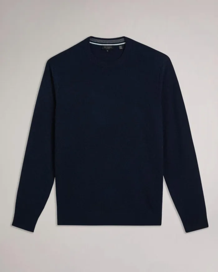 Long Sleeve T Stitched Crew Neck Jumper Navy Men Ted Baker Clothing