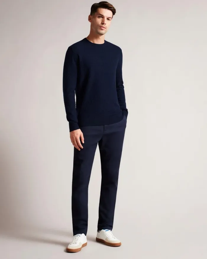Long Sleeve T Stitched Crew Neck Jumper Navy Men Ted Baker Clothing