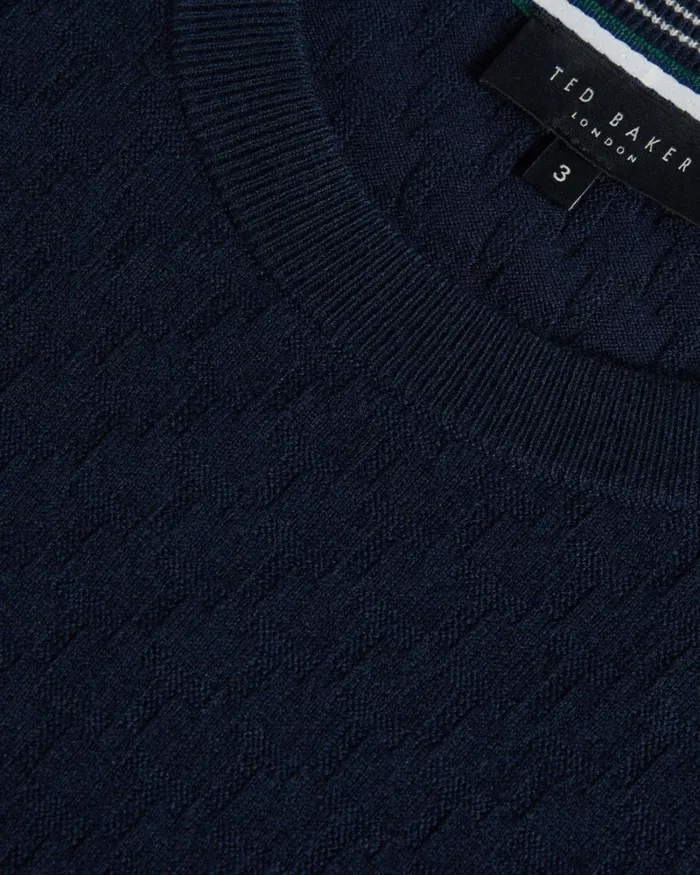 Long Sleeve T Stitched Crew Neck Jumper Navy Men Ted Baker Clothing