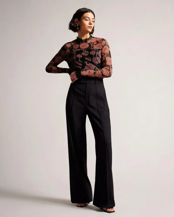 Long Sleeved Top With Frill Details Black Women Ted Baker Clothing Long Sleeved Top With Frill Details Black Women Ted Baker Clothing