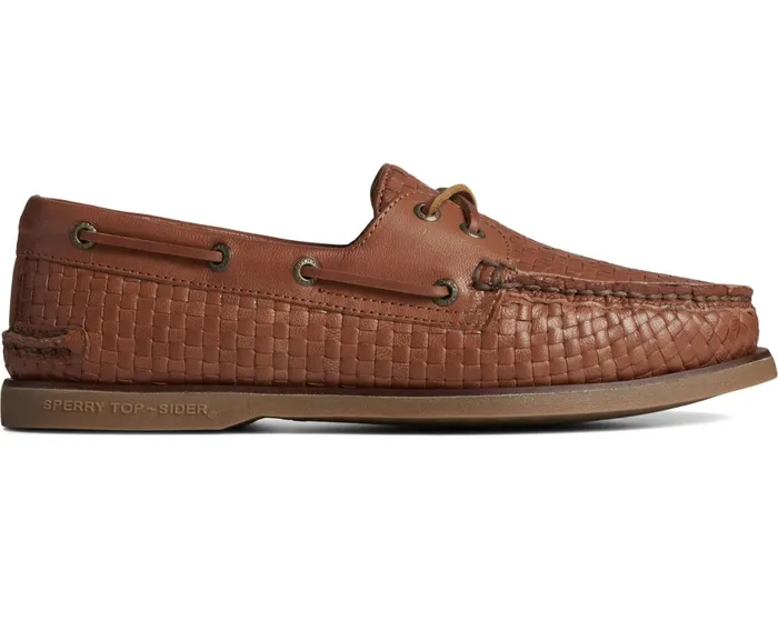 Men Authentic Original Gold Cup Woven Boat Shoe Tan Sperry Boat Shoes