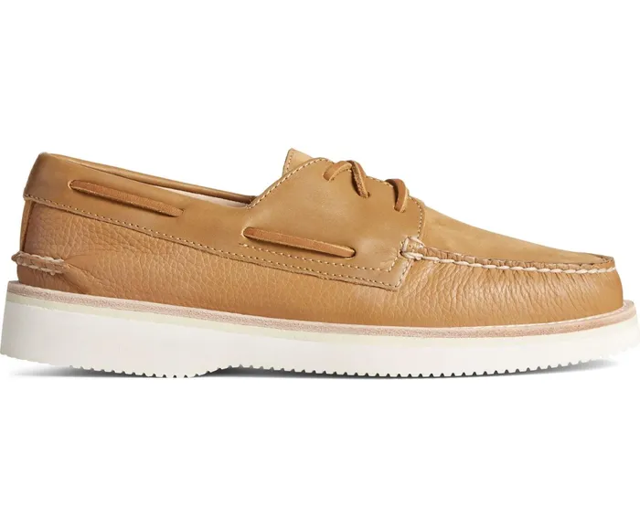 Men Authentic Original Vibram 3Eye Boat Shoe Tan Sperry Boat Shoes