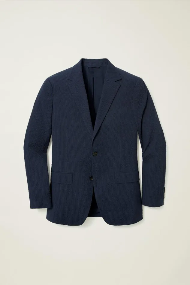Men Blazers and Sport Coats Bonobos Italian Stretch Seersucker Suit Jacket Navy And Black Seersucker