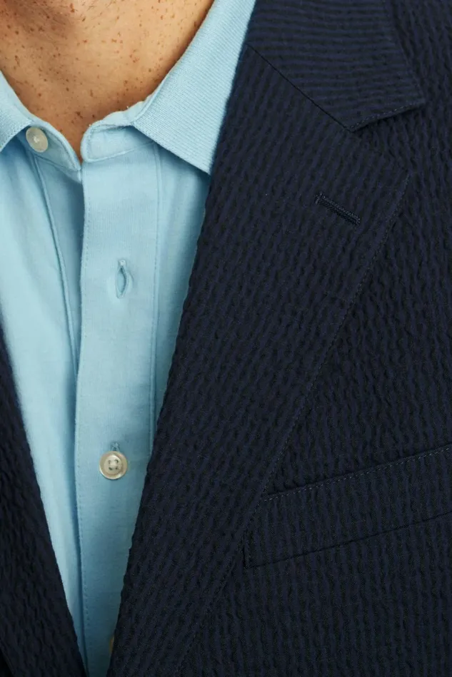 Men Blazers and Sport Coats Bonobos Italian Stretch Seersucker Suit Jacket Navy And Black Seersucker