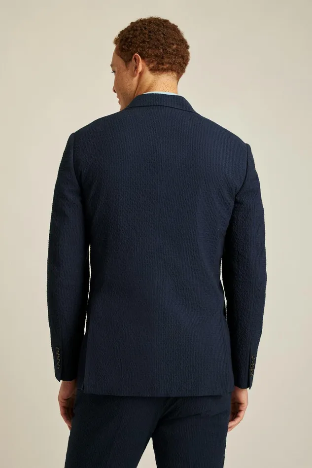 Men Blazers and Sport Coats Bonobos Italian Stretch Seersucker Suit Jacket Navy And Black Seersucker