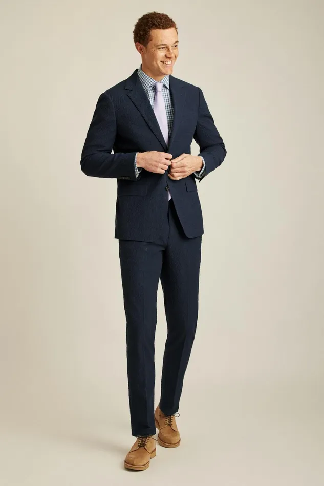 Men Blazers and Sport Coats Bonobos Italian Stretch Seersucker Suit Jacket Navy And Black Seersucker