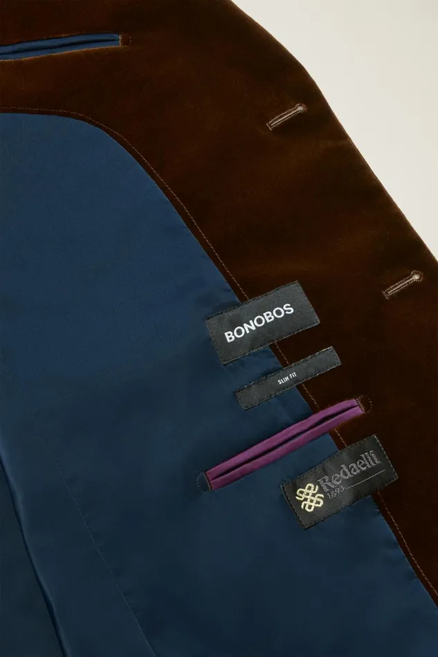 Men Blazers and Sport Coats Bonobos Jetsetter Italian Velvet Blazer Chocolate Brown