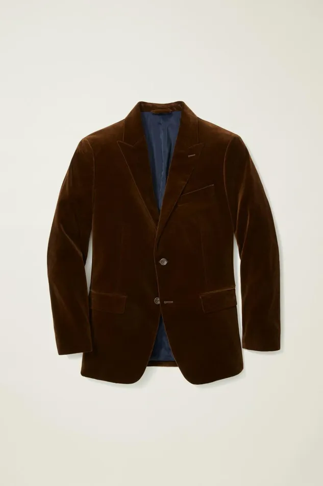 Men Blazers and Sport Coats Bonobos Jetsetter Italian Velvet Blazer Chocolate Brown