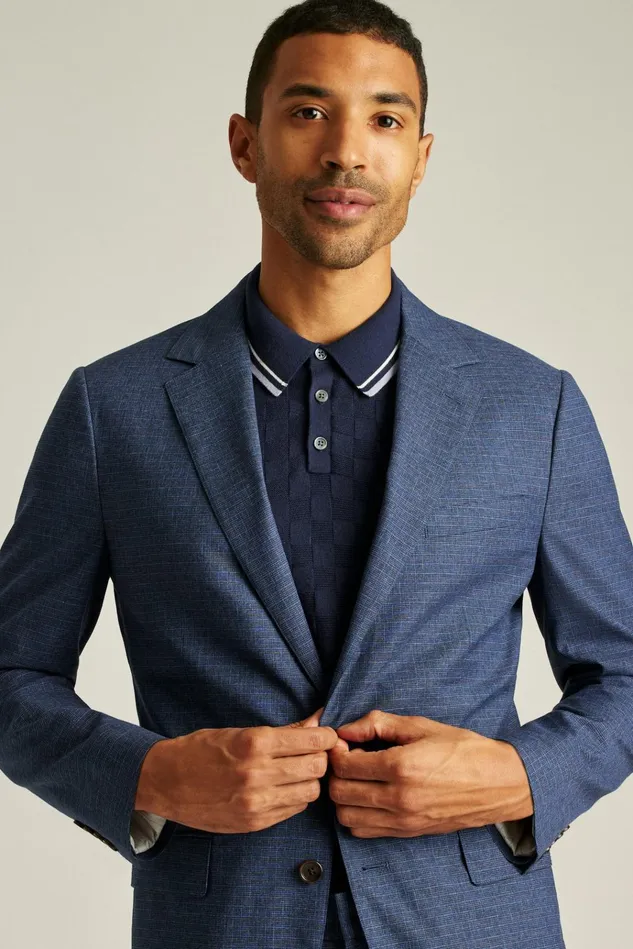 Men Blazers and Sport Coats Bonobos Jetsetter Italian Wool Blazer Mid Navy Check