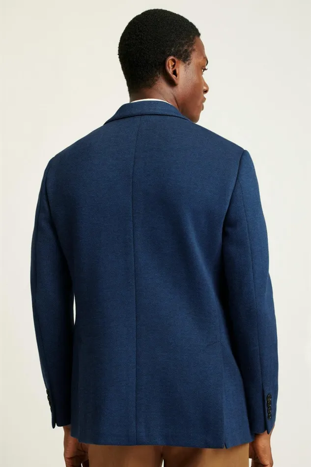 Men Blazers and Sport Coats Bonobos Jetsetter Knit Blazer Ocean Blue Herringbone