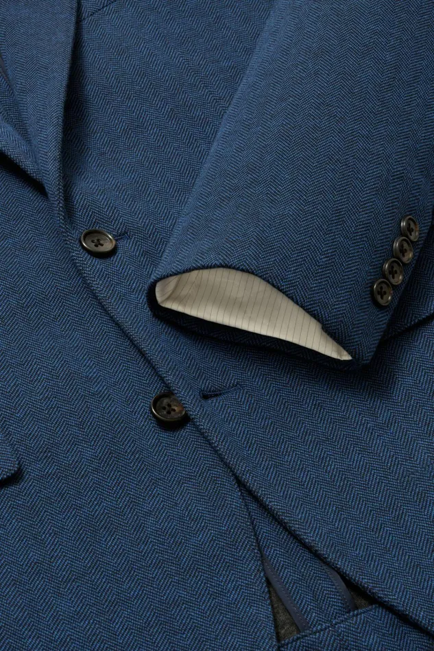 Men Blazers and Sport Coats Bonobos Jetsetter Knit Blazer Ocean Blue Herringbone