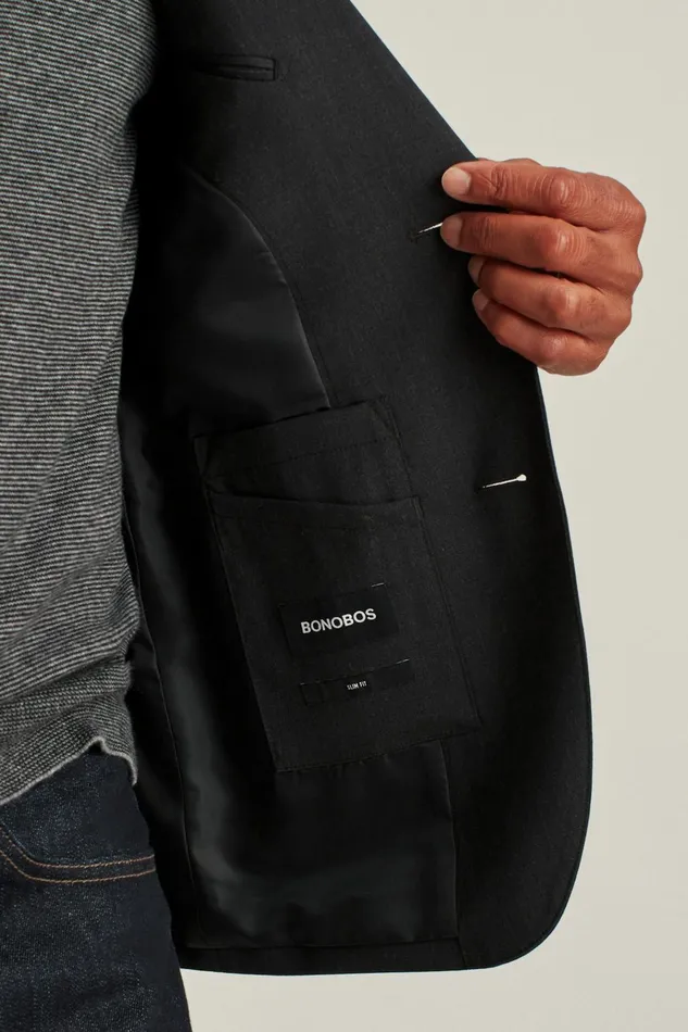 Men Blazers and Sport Coats Bonobos Jetsetter Wool Blazer Charcoal