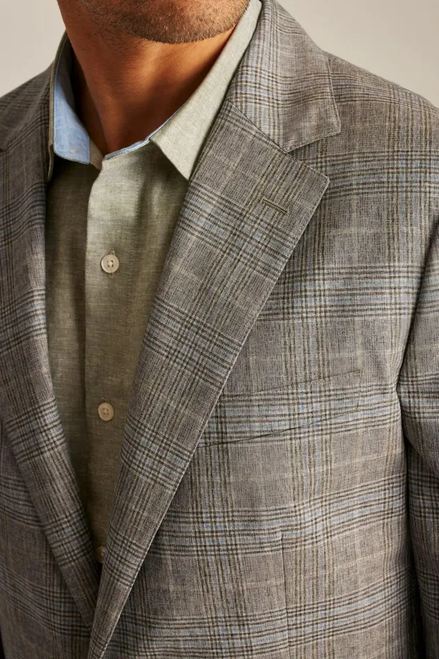 Men Blazers and Sport Coats Bonobos Unconstructed Italian Blazer Chocolate Blue Plaid