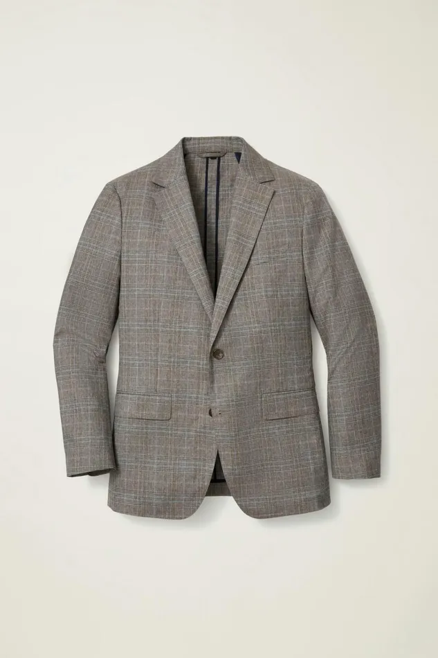 Men Blazers and Sport Coats Bonobos Unconstructed Italian Blazer Chocolate Blue Plaid