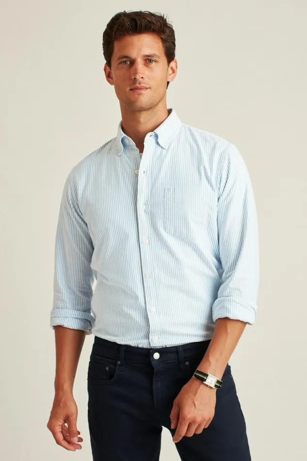 Men Business Casual Shirts Bonobos Everyday Oxford Shirt Blue Classic Stripe
