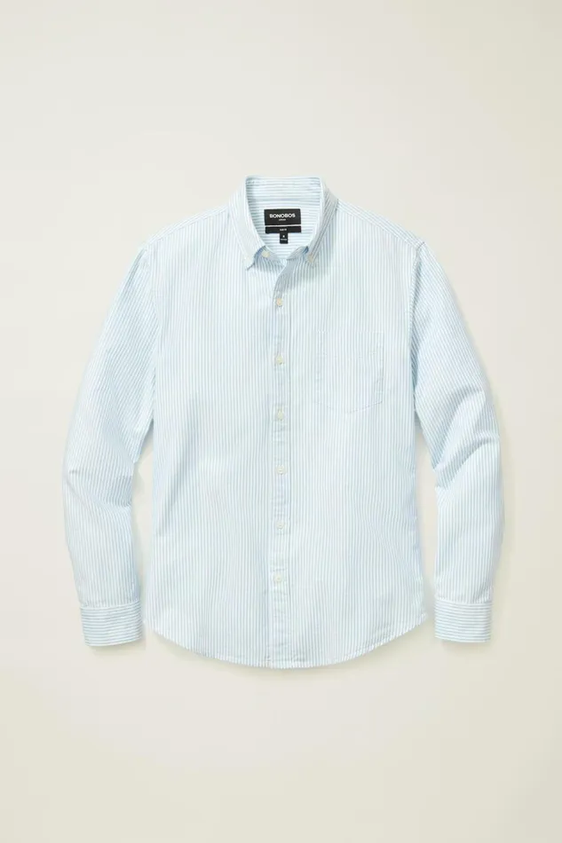 Men Business Casual Shirts Bonobos Everyday Oxford Shirt Blue Classic Stripe