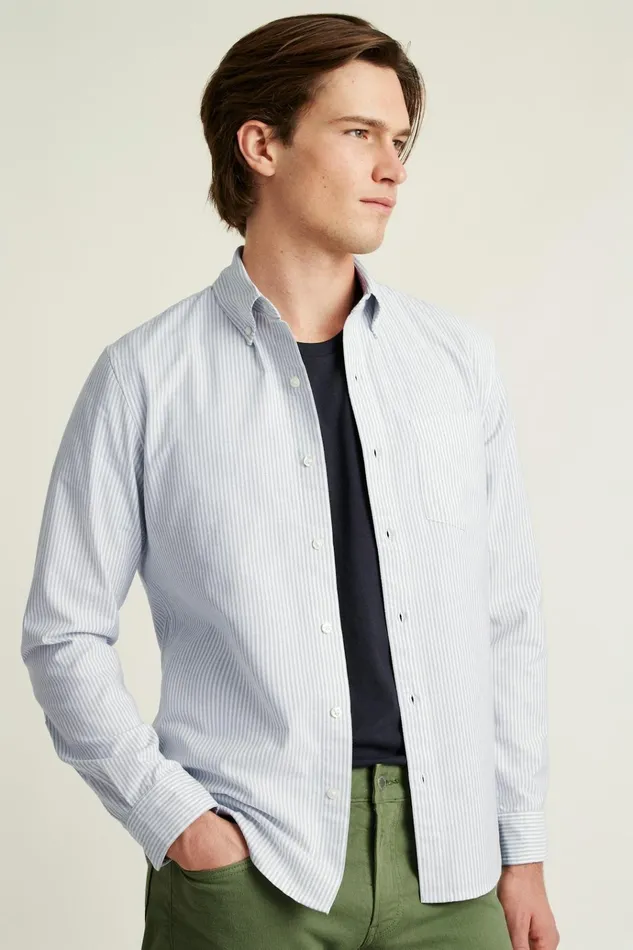 Men Business Casual Shirts Bonobos Everyday Oxford Shirt Grey Classic Stripe