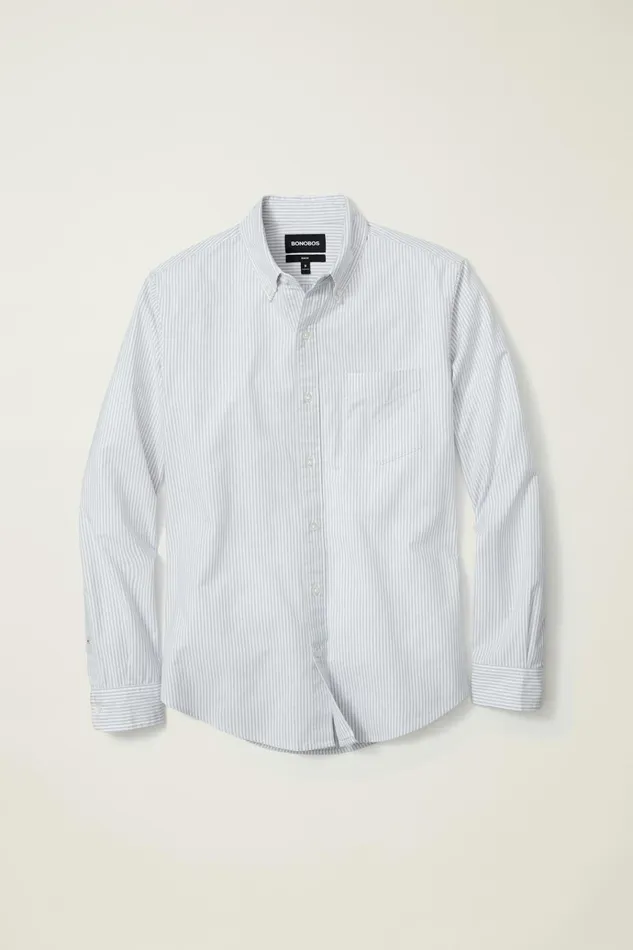 Men Business Casual Shirts Bonobos Everyday Oxford Shirt Grey Classic Stripe