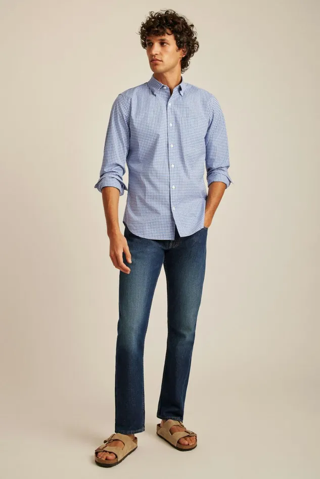 Men Business Casual Shirts Bonobos Everyday Shirt Blue Lilac Mini Gingham