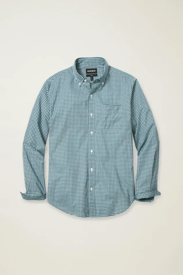 Men Business Casual Shirts Bonobos Everyday Shirt Navy Blue Gingham