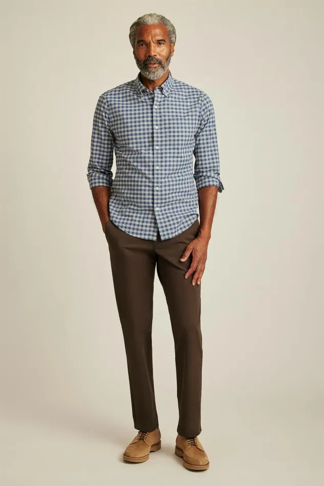 Men Business Casual Shirts Bonobos Everyday Shirt Navy Brown Plaid